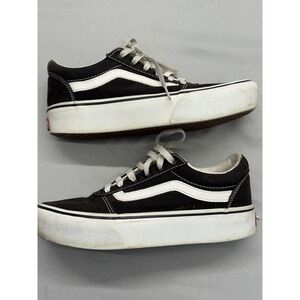 Vans Old Skool Womens 7 Platform Sneakers Black White Skate Shoes Classic *Read